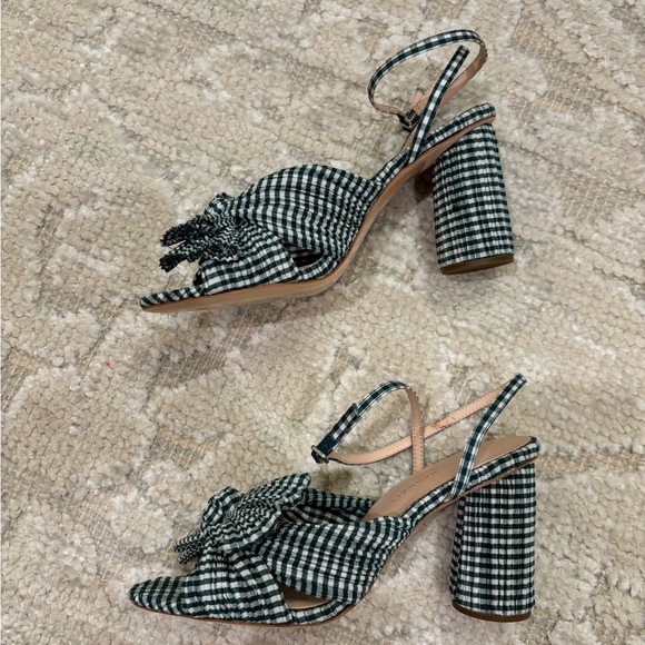 LOEFFLER RANDAL gingham camelia bow block heels - Picture 2 of 4